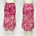 Falda midi floral en rosa